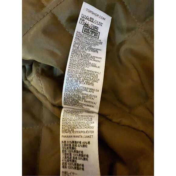 Topshop Jaxson Faux Fur Short Hooded Parka In Military Green - Picture 9 of 13